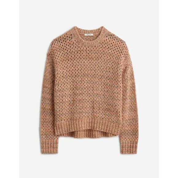 euc Madewell Space Dyed Open Knit Sweater Ginger Crewneck Relaxed Cozy Wool S - Picture 5 of 11
